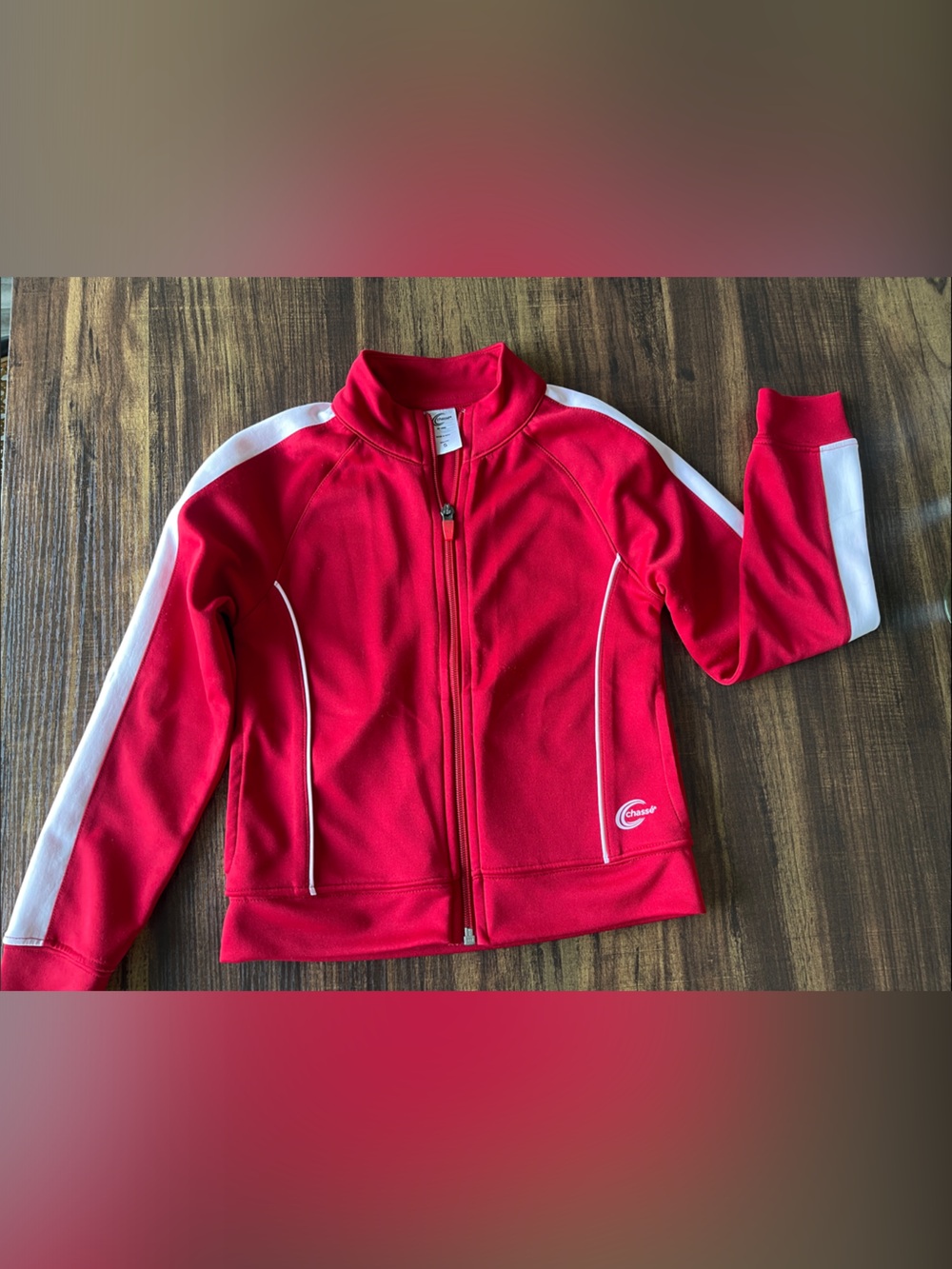 Chassé Advantage Warm up Jacket Kids Red with White Accents Youth S